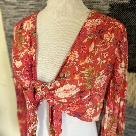 Anthropologie floral tied cover up/top size 2X - Picture 6 of 6